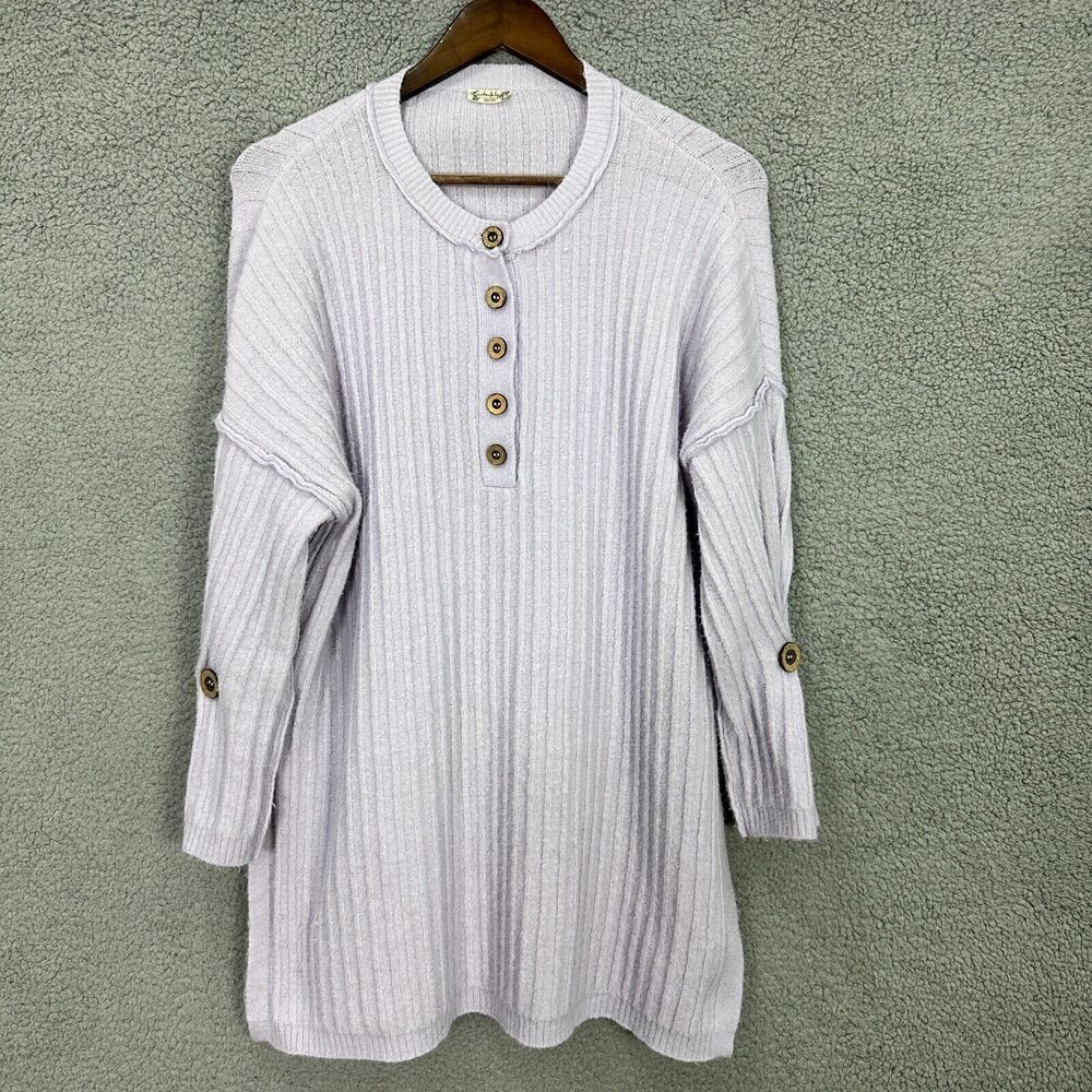 Free People Around The Clock Tunic Sweater Womens XS Purple Oversized Cozy Boho
